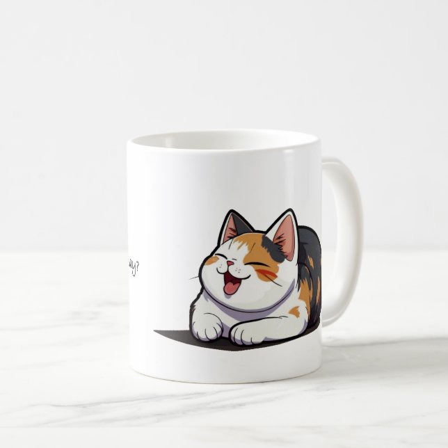 Tasse mit einer Kalico-Katze, die gähnt (VorderseiteRechts)