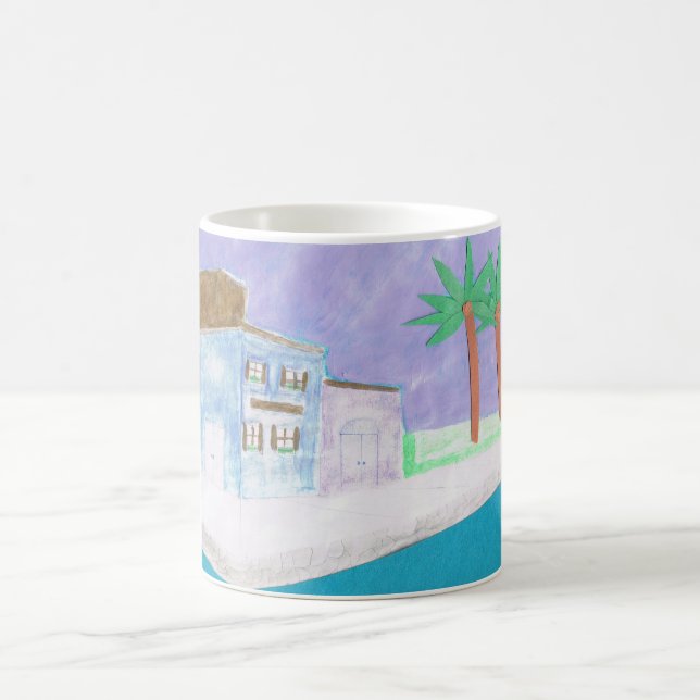 Tasse mit einer Karibikdörflichkeit (Mittel)