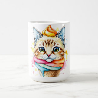 Tasse mit Eiscreme und Katze