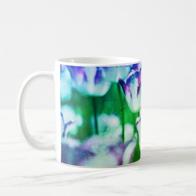 Tasse mit farbigen Tulpen (Links)