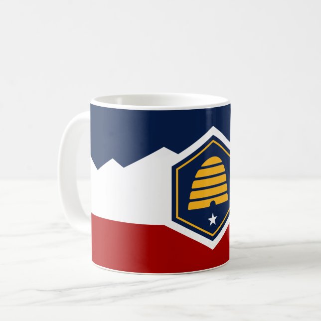 Tasse mit Flagge von Utah, USA (Vorderseite Links)