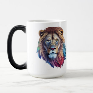 Tasse mit Gesichtsbild eines Löwen "Bold and Brave