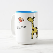 Tasse mit Giraffe und Vögeln