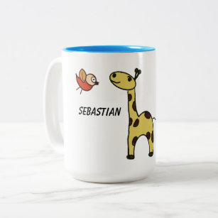 Tasse mit Giraffe und Vögeln