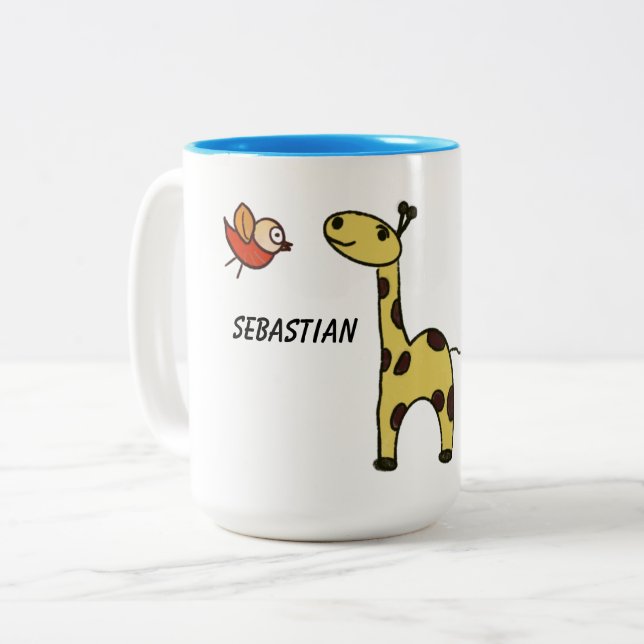 Tasse mit Giraffe und Vögeln (Vorderseite Links)