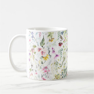 Tasse mit handgemalter Watercolor-Blume und
