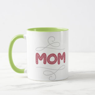 Tasse mit Herz-Muster-Typografie in zwei Tönen für