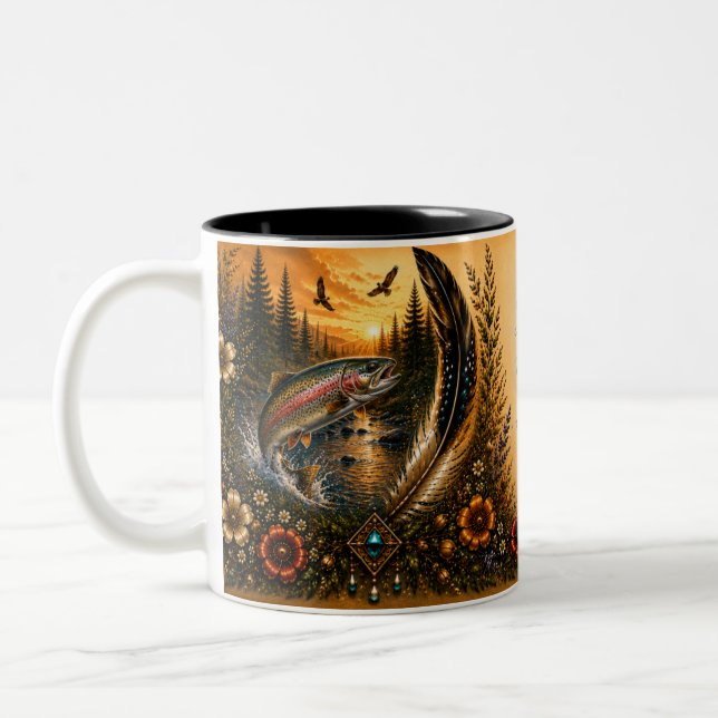 Tasse mit indigenem Erbe Fisch in Zweifarben (Links)