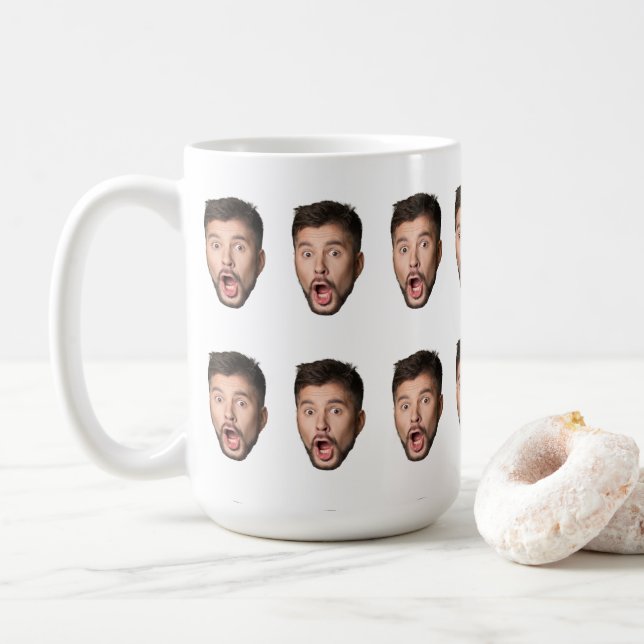 Tasse mit individuellem Gesicht, personalisiertes  (Mit Donut)
