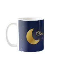 Tasse mit individuellem Namen: Navy & Gold Halbmon