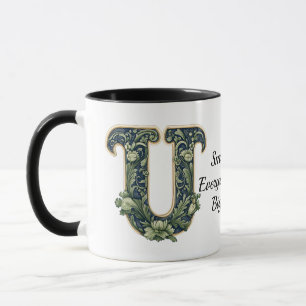 Tasse mit individuellem Namen und grünem Blatt-Mon