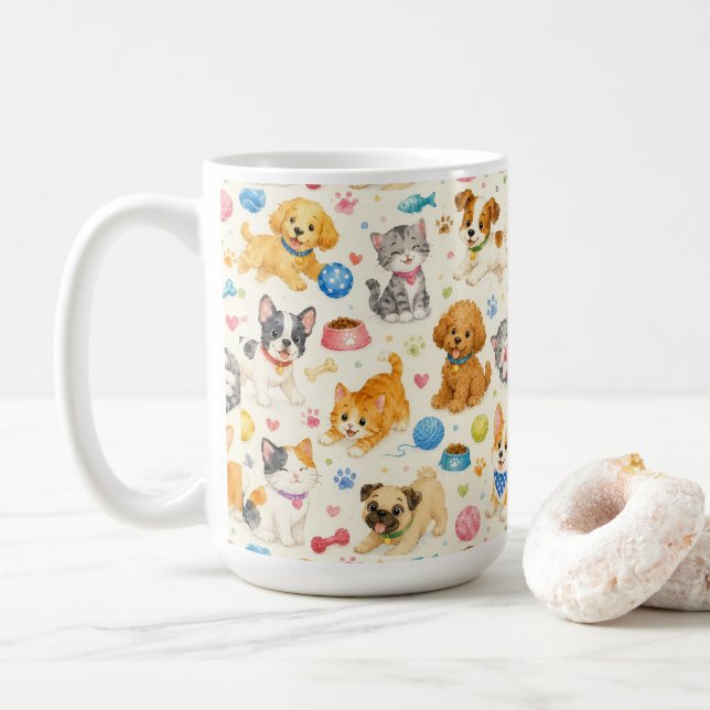 Tasse mit individuellem Wasserfarben-Design und Ca (Mit Donut)