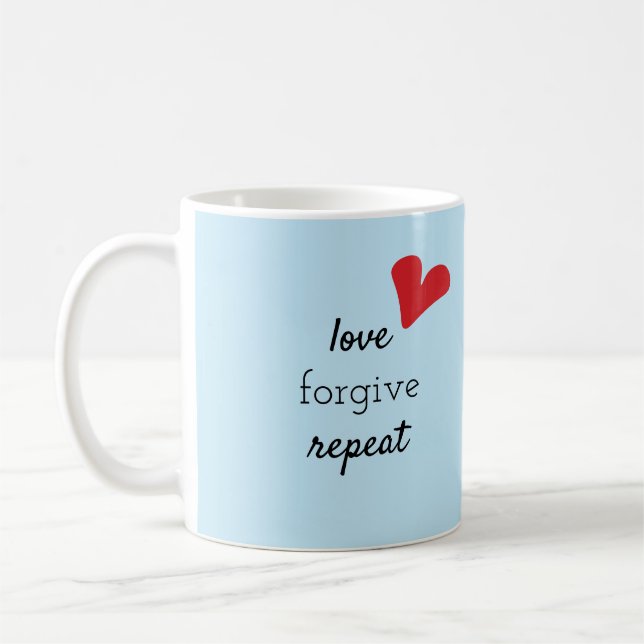 Tasse mit inspirational Mitteilung und Herzen (Links)