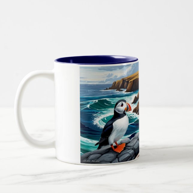Tasse mit isländischen Puffins (Links)