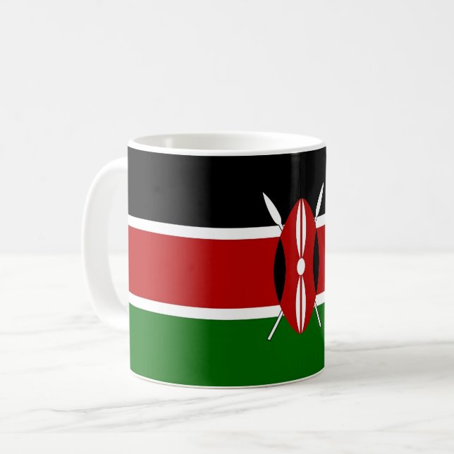 Tasse mit kenianischer Flagge (Vorderseite Links)