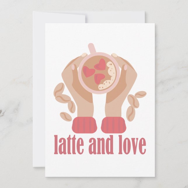 Tasse mit Liebe, Händchen und Kaffee - Angebot Einladung (Vorderseite)