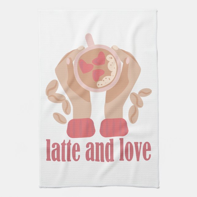 Tasse mit Liebe, Händchen und Kaffee - Angebot Geschirrtuch (Vertikal)