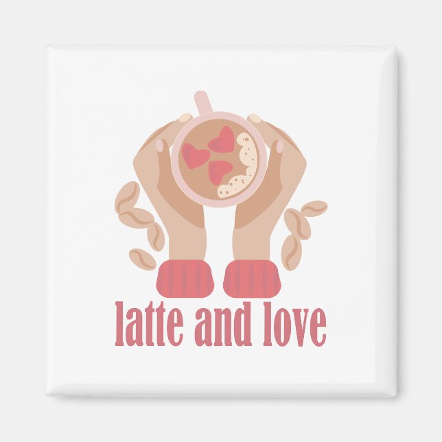 Tasse mit Liebe, Händchen und Kaffee - Angebot Magnet (Vorne)