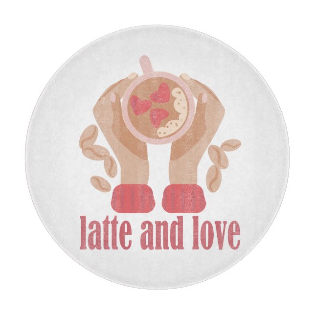Tasse mit Liebe, Händchen und Kaffee - Angebot Schneidebrett (Vorderseite)