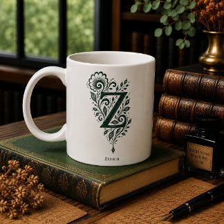 Tasse mit Linolschnitt-Buchstabe Z und personalisi