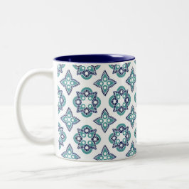 Tasse mit marineblau-türkisfarbenem Design