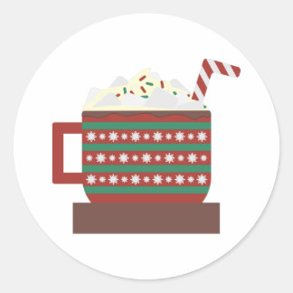 Tasse mit Marshmallow Runder Aufkleber