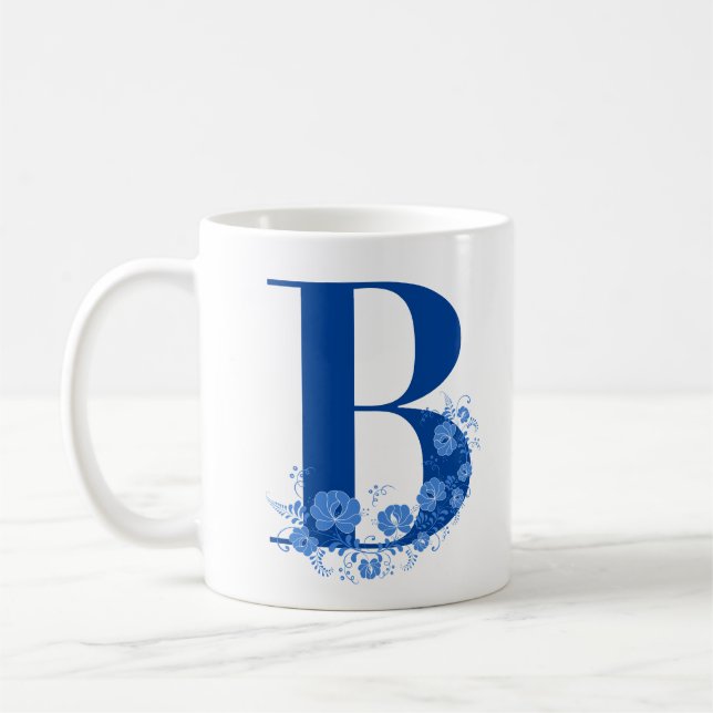 Tasse mit Monogramm Floral Letter B (Links)