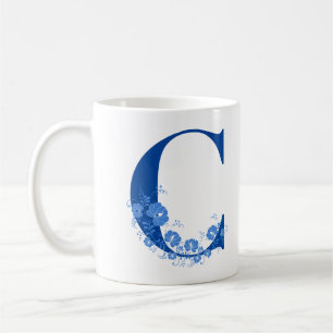 Tasse mit Monogramm Floral Letter C