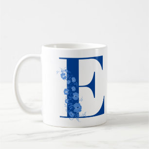 Tasse mit Monogramm Floral Letter E