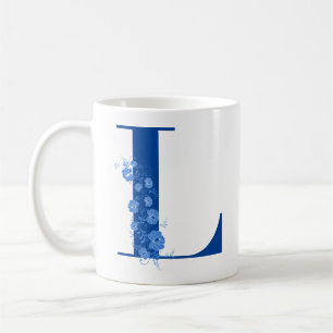 Tasse mit Monogramm Floral Letter L