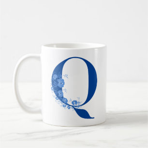 Tasse mit Monogramm Floral Letter Q