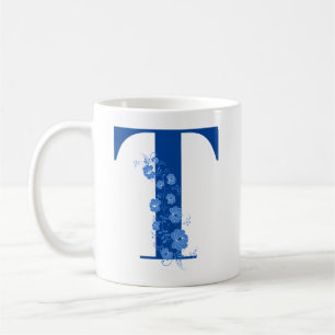 Tasse mit Monogramm Floral Letter T
