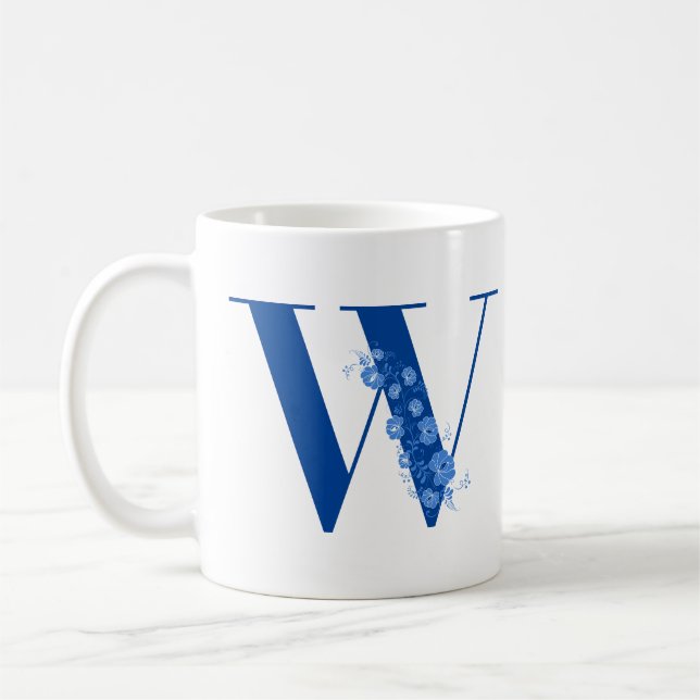 Tasse mit Monogramm Floral Letter W (Links)