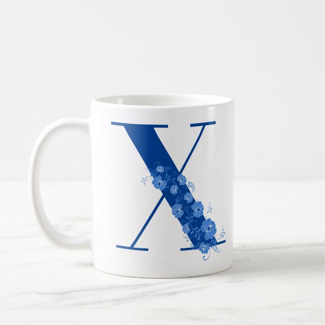Tasse mit Monogramm Floral Letter X (Links)