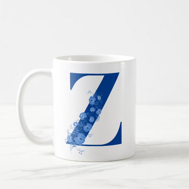 Tasse mit Monogramm Floral Letter Z (Links)