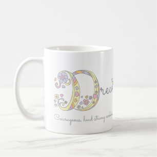 Tasse mit Monogramm und Bedeutung des Namens Drew