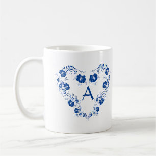 Tasse mit Monogramm und dem Blauen Herzsymbol
