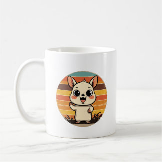 Tasse mit Niedlichem Cartoon Tier in Retro Sunset