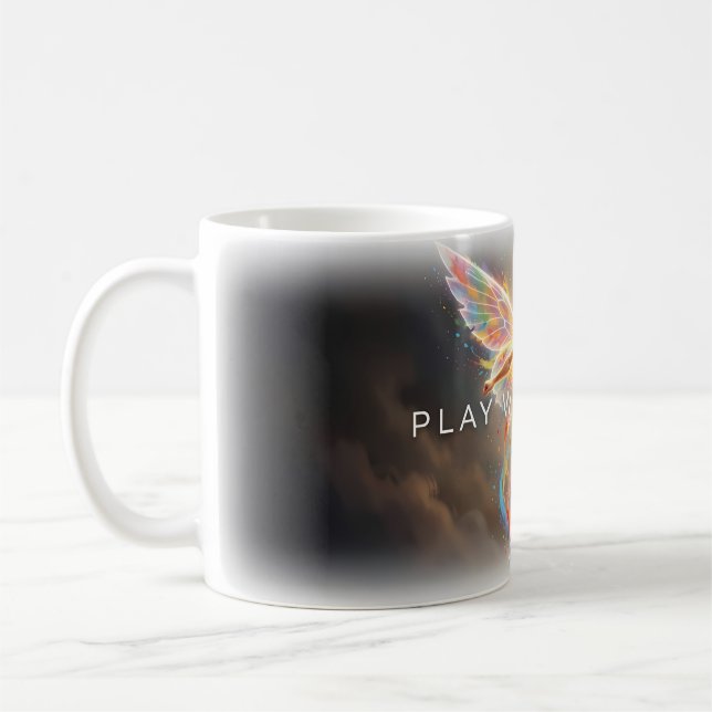 Tasse mit Regenbogenflügeln 'Play With Heart' (Links)