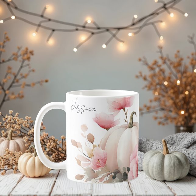 Tasse mit rosa Pumpkins und Blume (Von Creator hochgeladen)