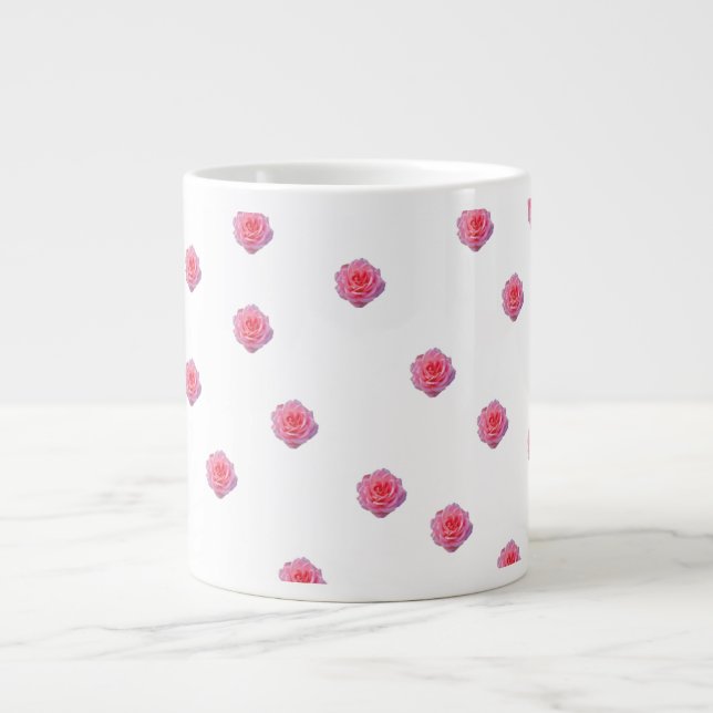 Tasse mit rosa Rosenmuster (Vorderseite)