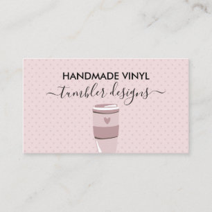 Tasse mit rosa Tupfen Herz Vinyl Becher Visitenkarte