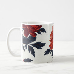 Tasse mit roten Blume - Vintager Blumendruck