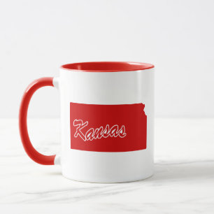 Tasse mit roter Form des Bundesstaates Kansas