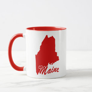 Tasse mit roter Form des Bundesstaates Maine