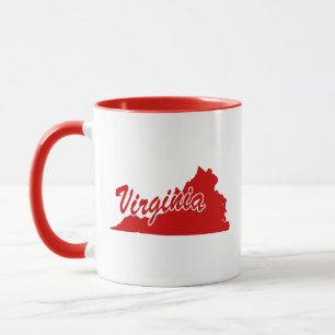 Tasse mit roter Umrandung der Form des Bundesstaat