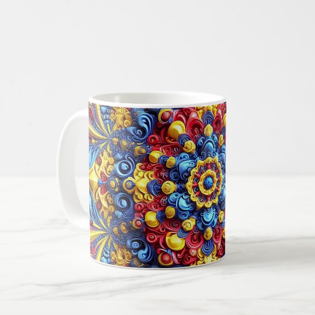 Tasse mit rumänischem Farbdesign (Vorderseite Links)