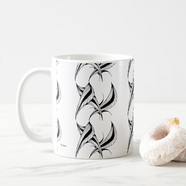 Tasse mit Schwarz-Weiß-Design (Mit Donut)