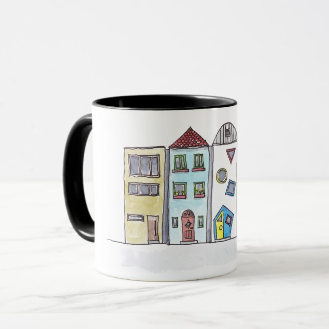 Tasse mit Stadtwohnungen (Vorderseite Links)