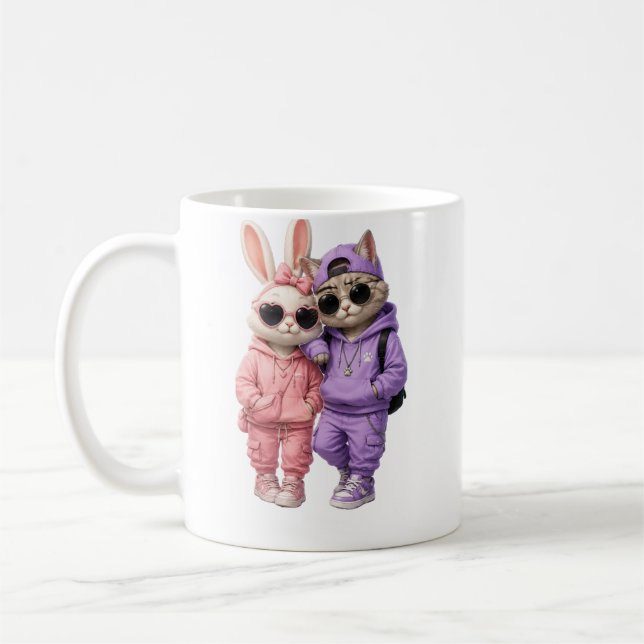 Tasse mit süßem Katzenbild  (Links)